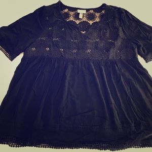 Knox Rose short-sleeve blouse with crochet - xl